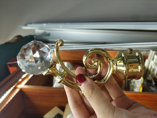 Wholesale crystal gold curtain pole metal finials curtain rod accessories for curtain rods