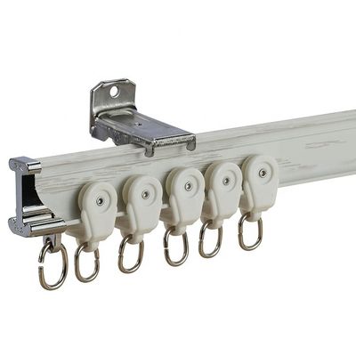 White Ceiling Silent Curtain Track Wall Mounted Metal Aluminum Material For Bay Window