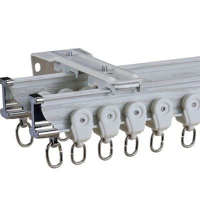 White Ceiling Silent Curtain Track Wall Mounted Metal Aluminum Material For Bay Window