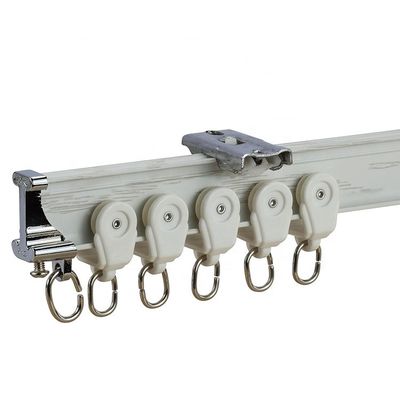 White Ceiling Silent Curtain Track Wall Mounted Metal Aluminum Material For Bay Window