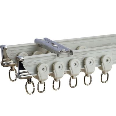 White Ceiling Silent Curtain Track Wall Mounted Metal Aluminum Material For Bay Window