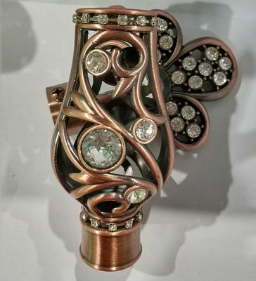 25mm Round Metal Decorative Curtain Rod Ends Copper Rose Gold Material ODM