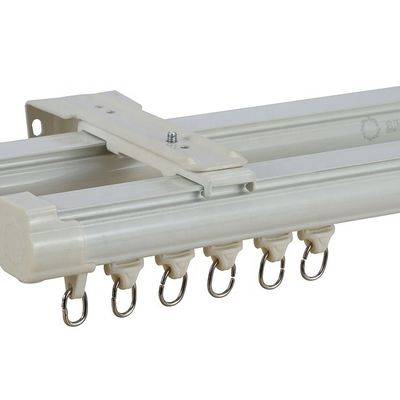 Ceiling Mounted Double White Curtain Rails Aluminum Material With Electrophoresis