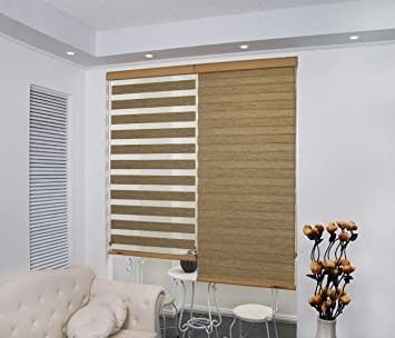 Electric Up And Down And Day And Night Cordless Bottom Honeycomb Curtains Hotel Living Room