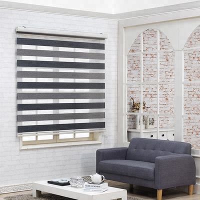Electric Roller Window Blinds Double Layer Transparent With Polyester Material