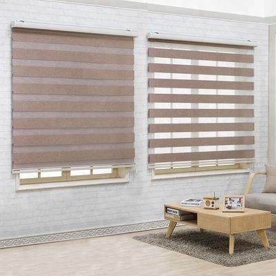 Electric Roller Window Blinds Double Layer Transparent With Polyester Material