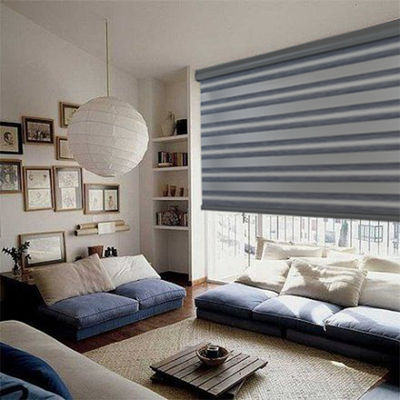 Electric Roller Window Blinds Double Layer Transparent With Polyester Material