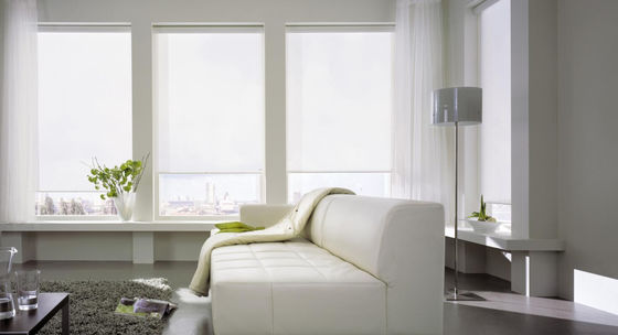 Beige 100% Polyester Foam Coated Roller Window Blinds For Offices