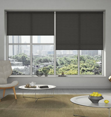 100% Grey Polyester Fabric Roller Blinds For Living Room 85% Open Rate