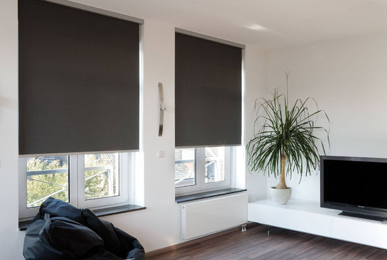 100% Grey Polyester Fabric Roller Blinds For Living Room 85% Open Rate
