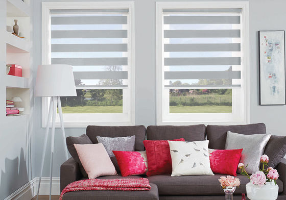 Indoor Horizontal Zebra Blind Curtain Double Layer For Living Room