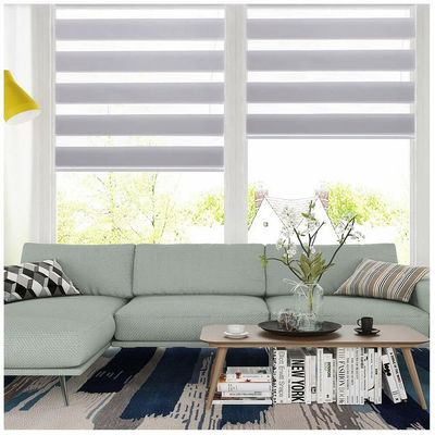 Indoor Horizontal Zebra Blind Curtain Double Layer For Living Room