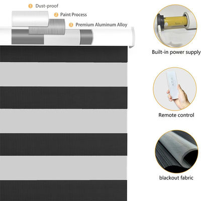 Intelligent Electric Waterproof Black Zebra Curtain For Office Bathroom Project