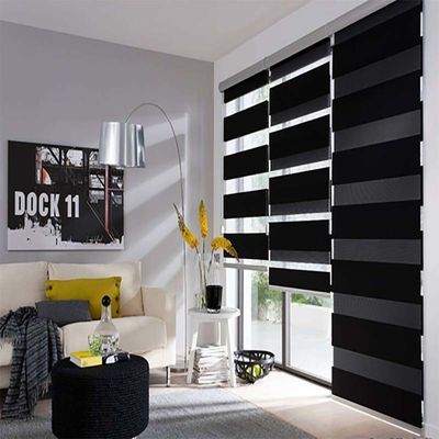 Smart Electric Blackout Black Zebra Blind For Study Living Room
